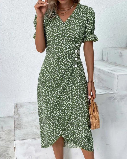 Glorielle™ | Chic Floral V-Neck Dress (Almost Sold Out)