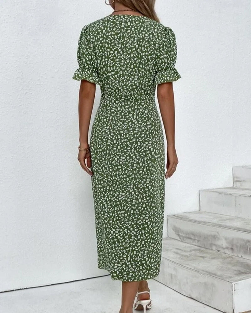 Glorielle™ | Chic Floral V-Neck Dress (Almost Sold Out)