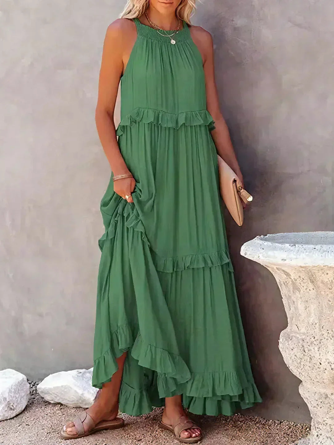 Emily™ | Halter Ruffle Maxi Dress (Almost sold out )