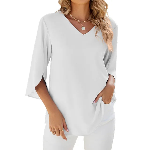 Carina™ | Elegant V-Neck Blouse (Almost Sold Out)