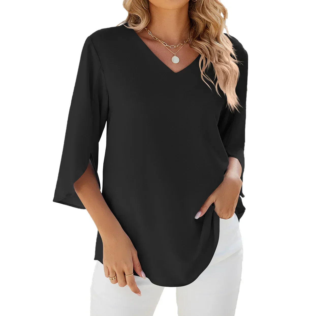 Carina™ | Elegant V-Neck Blouse (Almost Sold Out)