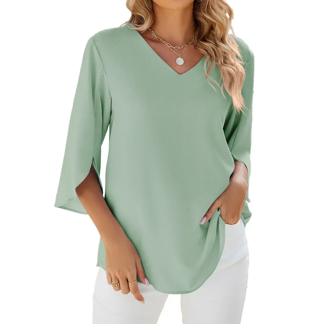 Carina™ | Elegant V-Neck Blouse (Almost Sold Out)